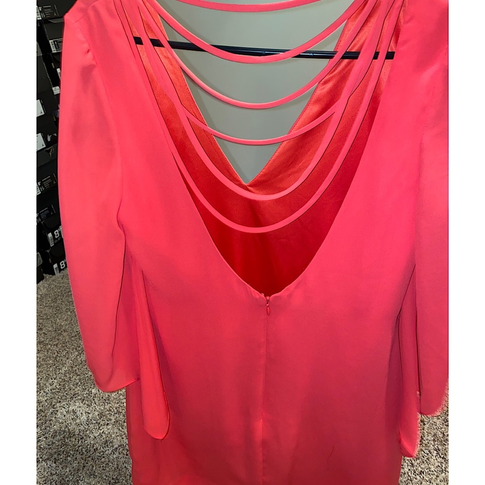 Coral silk-like dress - Picture 2 of 4